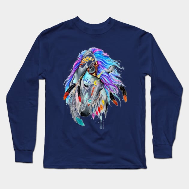 Colorful horse head Long Sleeve T-Shirt by Pieartscreation